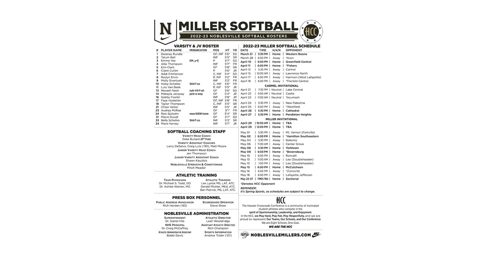 Free Entry into High School Home Softball Games